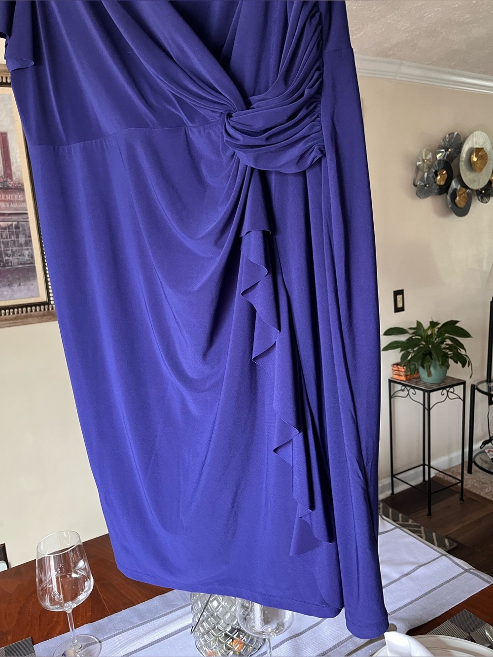 Chaps Royal Blue Faux Wrap Dress in Size 20W! Super flattering knot waist! - Picture 12 of 14